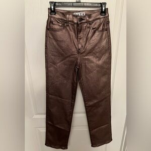 Women's Shimmering Brown Straight Leg Jeans